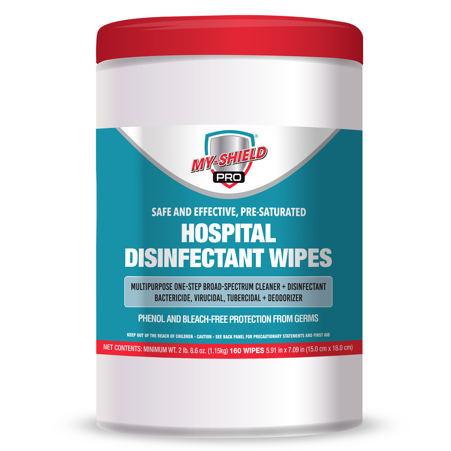My-shield Pro Hospital Disinfecting Wipes - 160 ct Tub