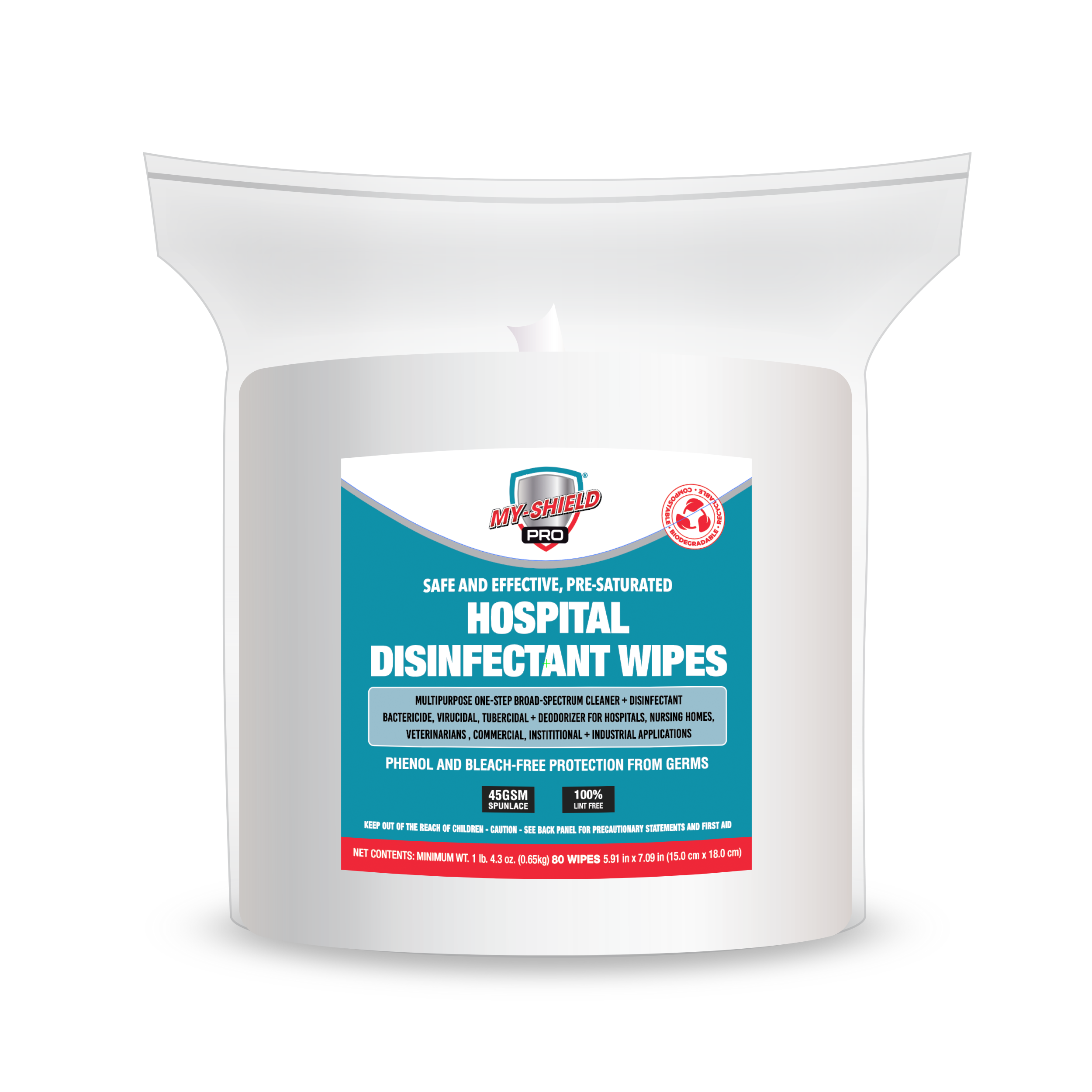 My-shield Pro Hospital Disinfecting Wipes - 800 ct Refill