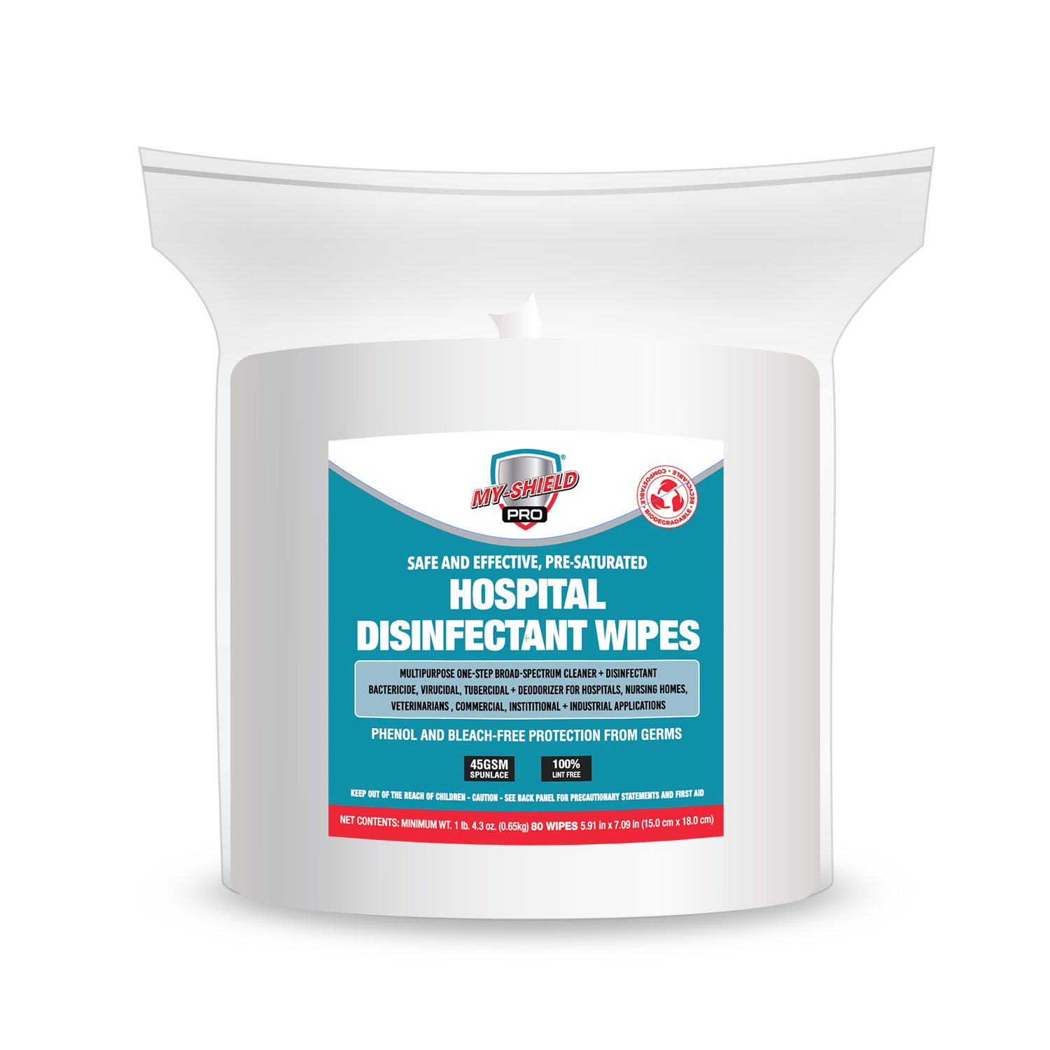 My-shield Pro Hospital Disinfecting Wipes - Tub Refill